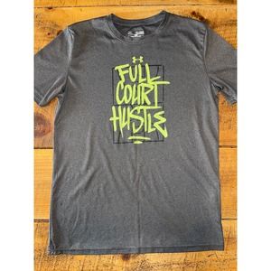 Kids Under Armour Gray Full‎ Court Hustle Graphic Short Sleeve Tee Youth XL